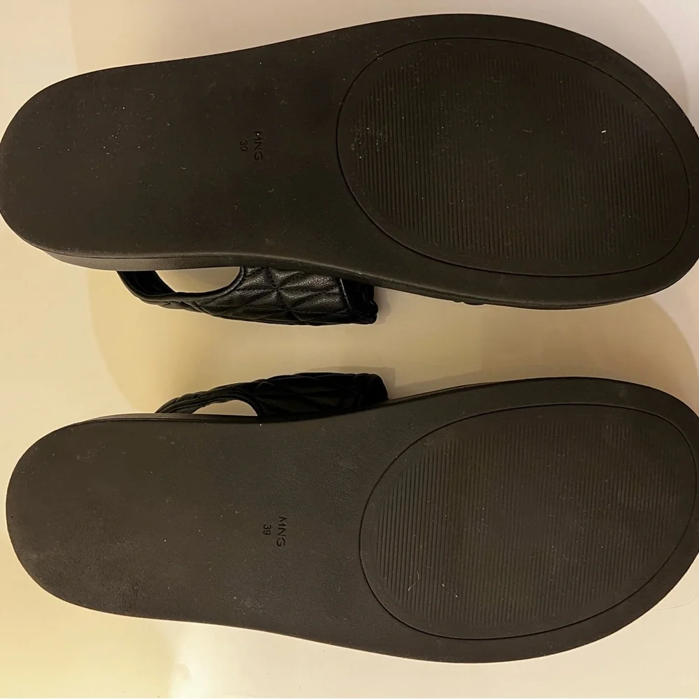 Mango Black Quilted Sandals, Women’s Size 39/ 8 - Picture 5 of 5